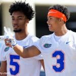 University of Florida cornerbacks C.J. Henderson and Marco Wilson walking into the Florida Gators second spring practice- Florida Gators football- 1280x853