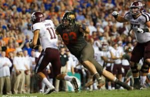 University of Florida defensive tackle Taven Bryan sacks Texas A&M quarterback Kellen Mond- Florida Gators football- 1280x853