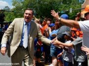 University of Florida head coach Dan Mullen greets fans during Gators Walk before his first Orange and Blue game as head coach of the Florida Gators- Florida Gators football- 1280x853
