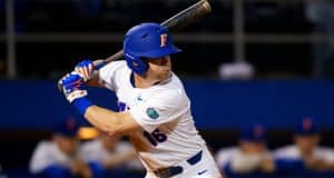 University of Florida outfielder Wil Dalton loads before taking a swing during the Florida Gators season opener against Siena- Florida Gators baseball- 1280x853