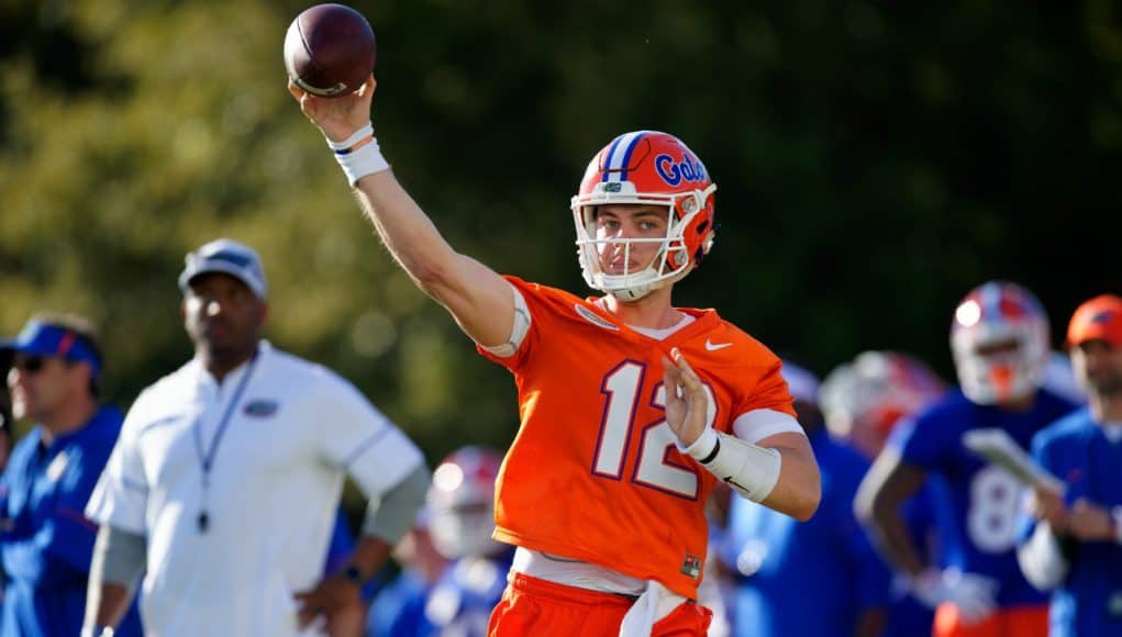 University of Florida quarterback Jake Allen throws a pass during the Florida Gators first spring practice- Florida Gators football -1280x853