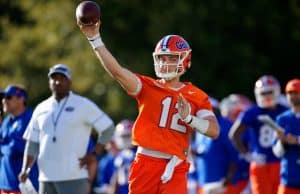 University of Florida quarterback Jake Allen throws a pass during the Florida Gators first spring practice- Florida Gators football -1280x853