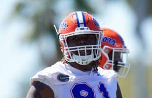 University of Florida transfer defensive lineman Marlon Dunlap at the Florida Gators first spring practice- Florida Gators football- 1280x1036