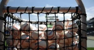 Gators baseballs at TD Ameritrade park before the Florida Gators first game of the 2017 College World Series- Florida Gators baseball- 1280x850