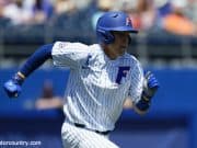 University of Florida catcher JJ Schwarz runs to first base during a win over the Florida State Seminoles- Florida Gators baseball- 1280x853