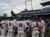 The Florida Gators huddle up before taking infield/outfield leading into their 2018 College World Series matchup with Texas Tech- Florida Gators baseball- 1280x850