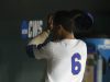 Jun 22, 2018; Omaha, NE, USA; Florida Gators third baseman Jonathan India (6) wipes his face after losing to the Arkansas Razorbacks in the College World Series at TD Ameritrade Park. Mandatory Credit: Bruce Thorson-USA TODAY Sports