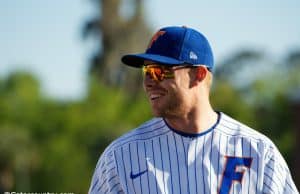 University of Florida catcher Jonah Girand walks in from the batting cages before the Florida Gators first game against Florida State in 2018- Florida Gators baseball- 1280x853