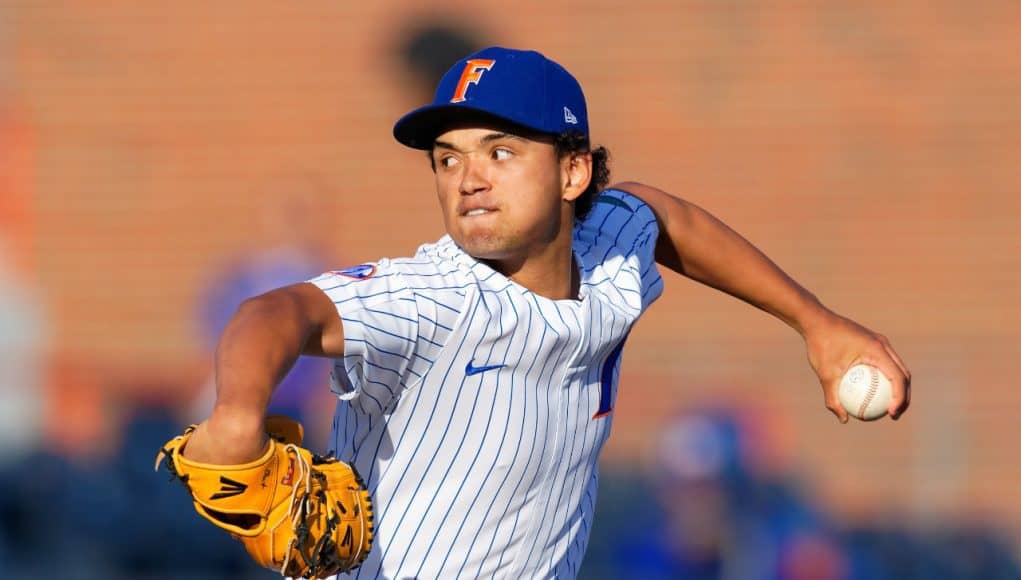 University of Florida freshman pitcher Jordan Butler delivers to the mound against the Florida State Seminoles- Florida Gators baseball- 1280x853