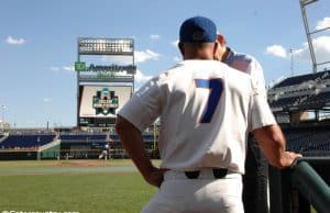 University of Florida manager Kevin O’Sullivan at TD Ameritrade Park in Omaha, Nebraska before the Florida Gators first game of the 2017 College World Series- Florida Gators baseball- 1280x850