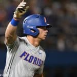 University of Florida outfielder Wil Dalton reacts to a home run in the fourth inning against the Jacksonville Dolphins in the Gainesville Regional- Florida Gators baseball- 1280x853