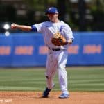 University of Florida second baseman Blake Reese throws to first against the Florida State Seminoles- Florida Gators baseball- 1280x853