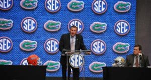 Florida Gators head coach Dan Mullen speaks at SEC Media Days- 1280x850