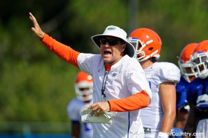 Florida Gators head coach Dan Mullen during fall camp 2018-1280x853