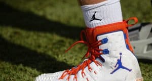 The new Florida Gators Nike Jumpman cleats as the Gators run drills and scrimmages as they continue fall practice and preparing for the first game of the season- Florida Gators football- 1280x853