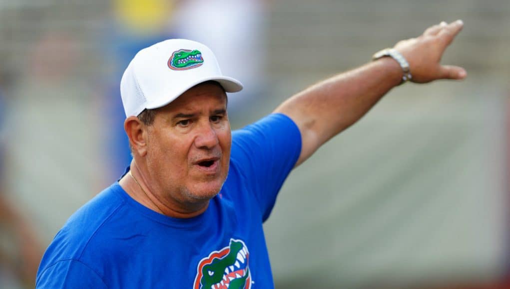 University of Florida defensive line coach Sal Sunseri taking campers through drills during Friday Night Lights- Florida Gators football- 1280x853