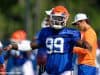 University of Florida defensive lineman Jachai Polite stretches before one of the Florida Gators fall practices- Florida Gators football- 1280x853