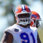 University of Florida defensive lineman Marlon Dunlap taking reps during the Gators 2018 spring practice- Florida Gators football- 1280x940