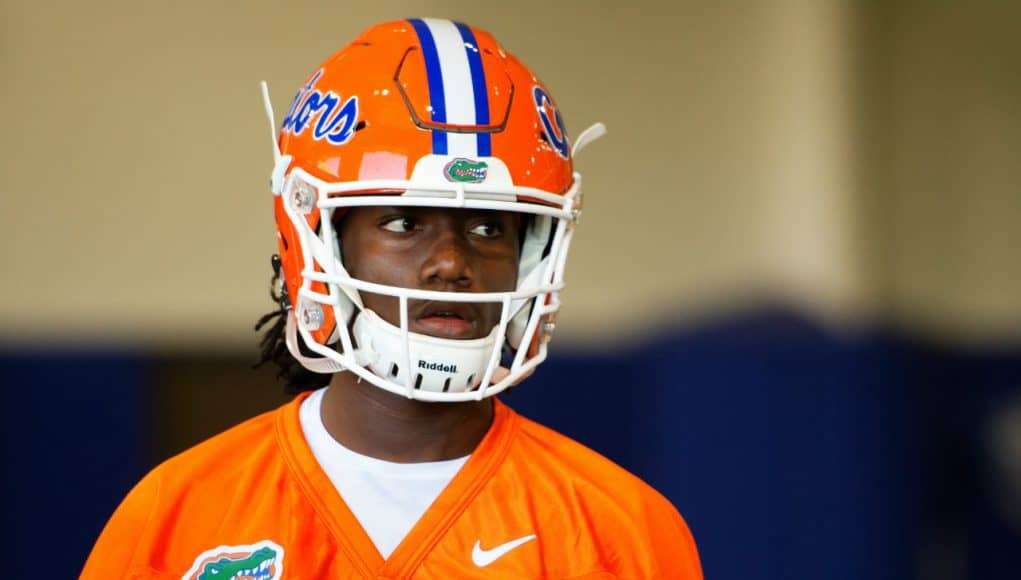 University of Florida freshman quarterback Emory Jones goes through his very first practice during spring camp- Florida Gators football- 1280x853