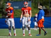 University of Florida quarterbacks Feleipe Franks and Kyle Trask going through passing drills during fall camp- Florida Gators football- 1280x853
