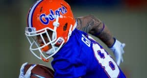 University of Florida receiver Trevon Grimes runs a route during the Florida Gators second spring practice in 2018- Florida Gators football- 1280x853