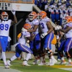 Florida Gators WR Tyrie Cleveland celebrates after scoring a touchdown- 1280x853