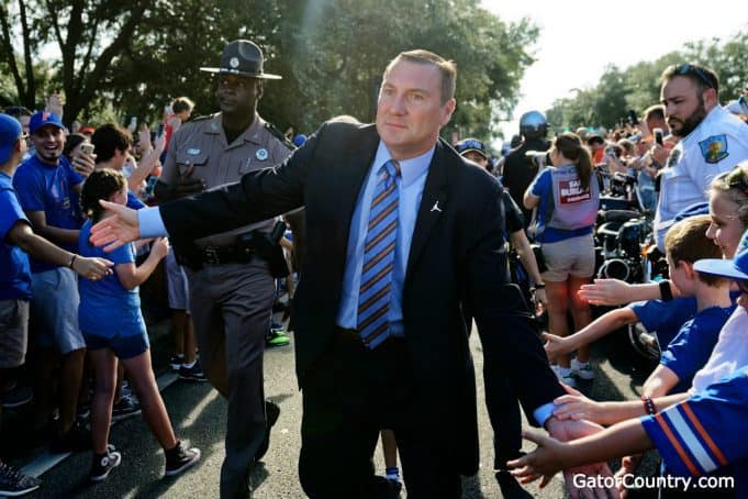 Florida Gators head coach Dan Mullen at Gator Walk- 1280x853