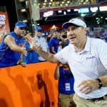 Florida Gators head coach Dan Mullen celebrates after his season debut win- 1280x852