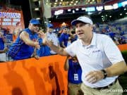 Florida Gators head coach Dan Mullen celebrates after his season debut win- 1280x852