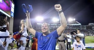 Florida Gators head coach Dan Mullen celebrates the win over Mississippi State- 1280x854