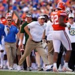 Florida Gators head coach Dan Mullen congratulates Jabari Zuniga on a sack- 1280x853