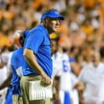 Florida Gators head coach Dan Mullen looks on during the Tennessee game- 1280x853