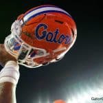 Florida Gators helmet raised in the air after defeating Charleston Southern- 1280x852