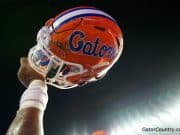 Florida Gators helmet raised in the air after defeating Charleston Southern- 1280x852