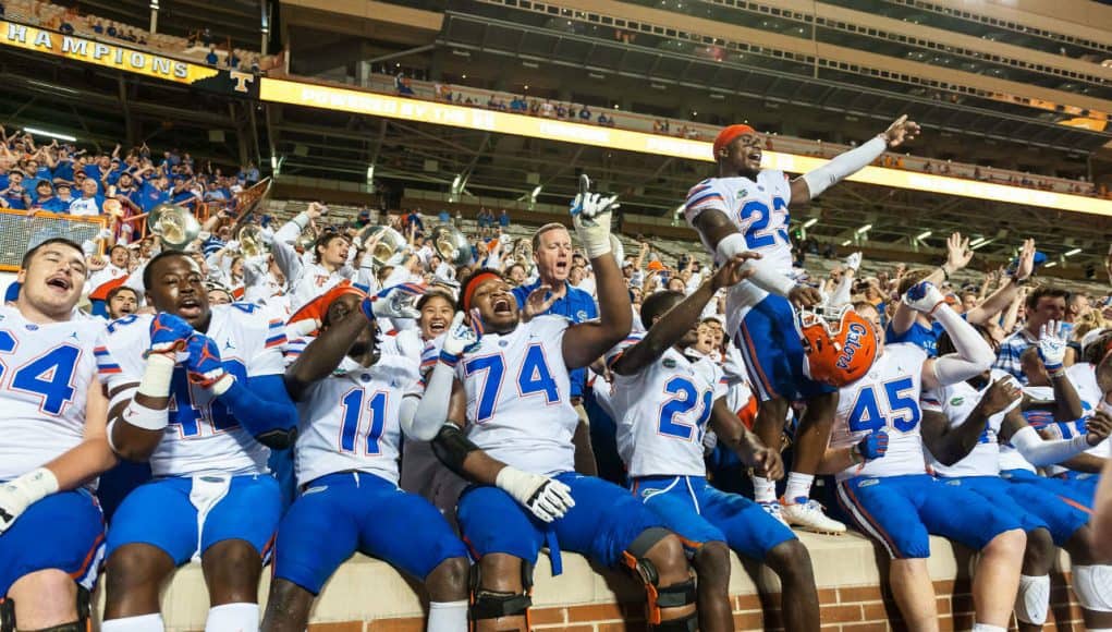 Florida Gators players celebrate the win over Tennessee- 1280x852
