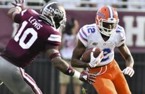 Florida Gators receiver Van Jefferson runs against Mississippi State after catching a pass- 1280x853