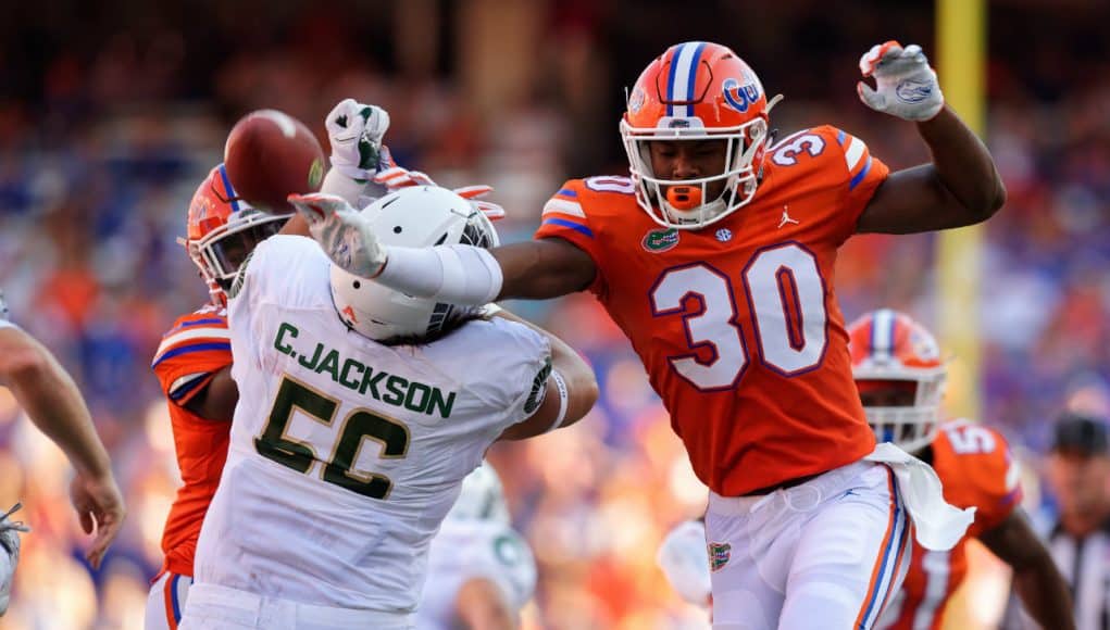 Florida Gators safety Amari Burney blocks a punt against Colorado State- 1280x853