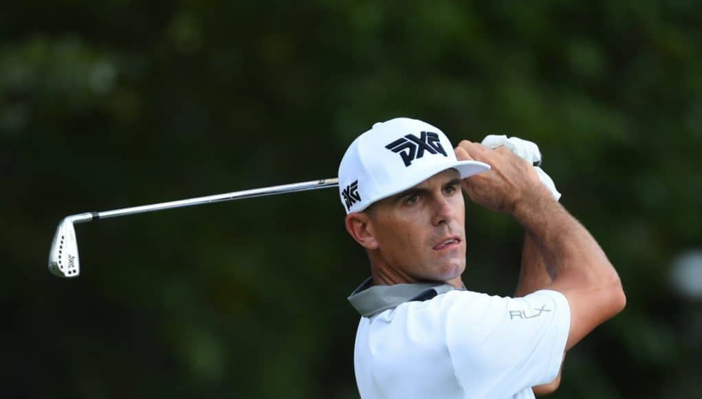 Sep 23, 2018; Atlanta, GA, USA; Billy Horschel plays his shot from the third tee during the final round of the Tour Championship golf tournament at East Lake Golf Club. Mandatory Credit: John David Mercer-USA TODAY Sports