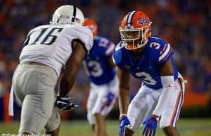 University of Florida cornerback Marco Wilson lines up in coverage during the Florida Gators 53-6 win over Charleston Southern- Florida Gators football- 1280x853