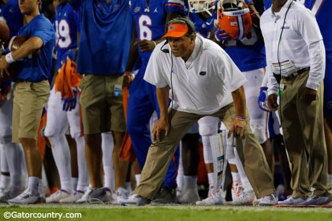 University of Florida defense coordinator Todd Grantham from the sideline during the Florida Gators win over Charleston Southern- Florida Gators football- 1280x853
