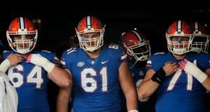 University of Florida offensive linemen Tyler Jordan, Brett Heggie and Nick Villano in the tunnel before the Florida Gators game against Georgia- Florida Gators football- 1280x852