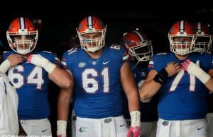 University of Florida offensive linemen Tyler Jordan, Brett Heggie and Nick Villano in the tunnel before the Florida Gators game against Georgia- Florida Gators football- 1280x852