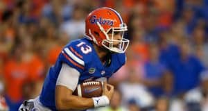 University of Florida quarterback Feleipe Franks carries the ball against the Kentucky Wildcats on September, 8 2018- Florida Gators football- 1280x854