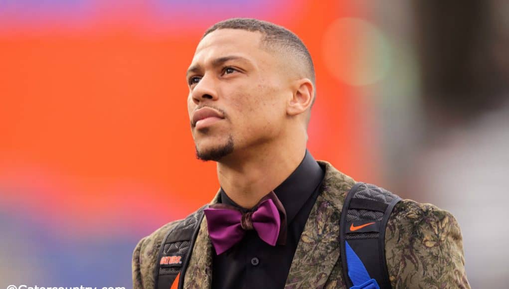 University of Florida receiver Freddie Swain walks into Ben Hill Griffin Stadium during Gator Walk before Florida’s game against Colorado State- Florida Gators football- 1280x854