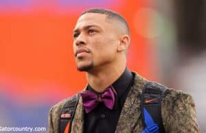 University of Florida receiver Freddie Swain walks into Ben Hill Griffin Stadium during Gator Walk before Florida’s game against Colorado State- Florida Gators football- 1280x854