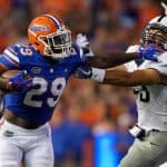 University of Florida running back Dameon Pierce stiff arms a defender during the Florida Gators 53-6 win over Charleston Southern- Florida Gators football- 1280x853
