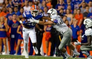 University of Florida running back Malik Davis carried the ball in the 2018 season opener against Charleston Southern- Florida Gators football- 1280x853