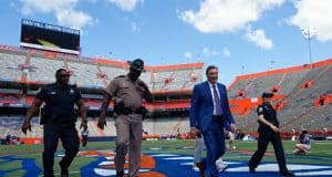 Dan Mullen enters the Swamp before the LSU game in 2018- 1280x852