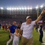 Florida Gators head coach Dan Mullen celebrates the win over LSU- 1280x852
