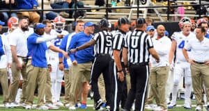 Florida Gators head coach Dan Mullen yells at Vanderbilt coach Derek Mason- 1280x800